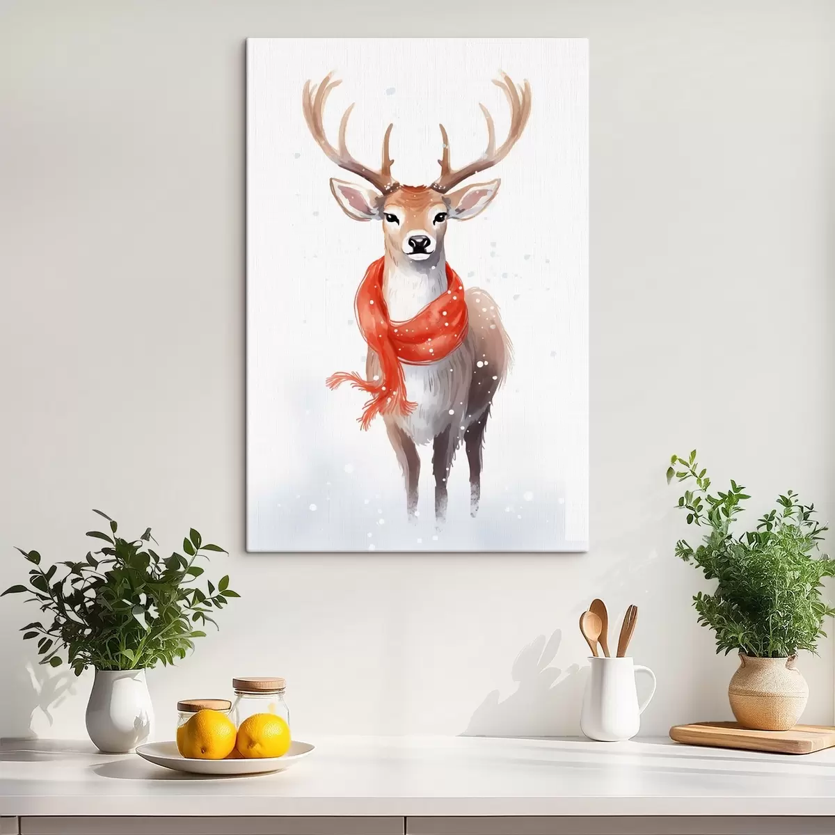 Wandbilder Hirsch mit Schal s46594