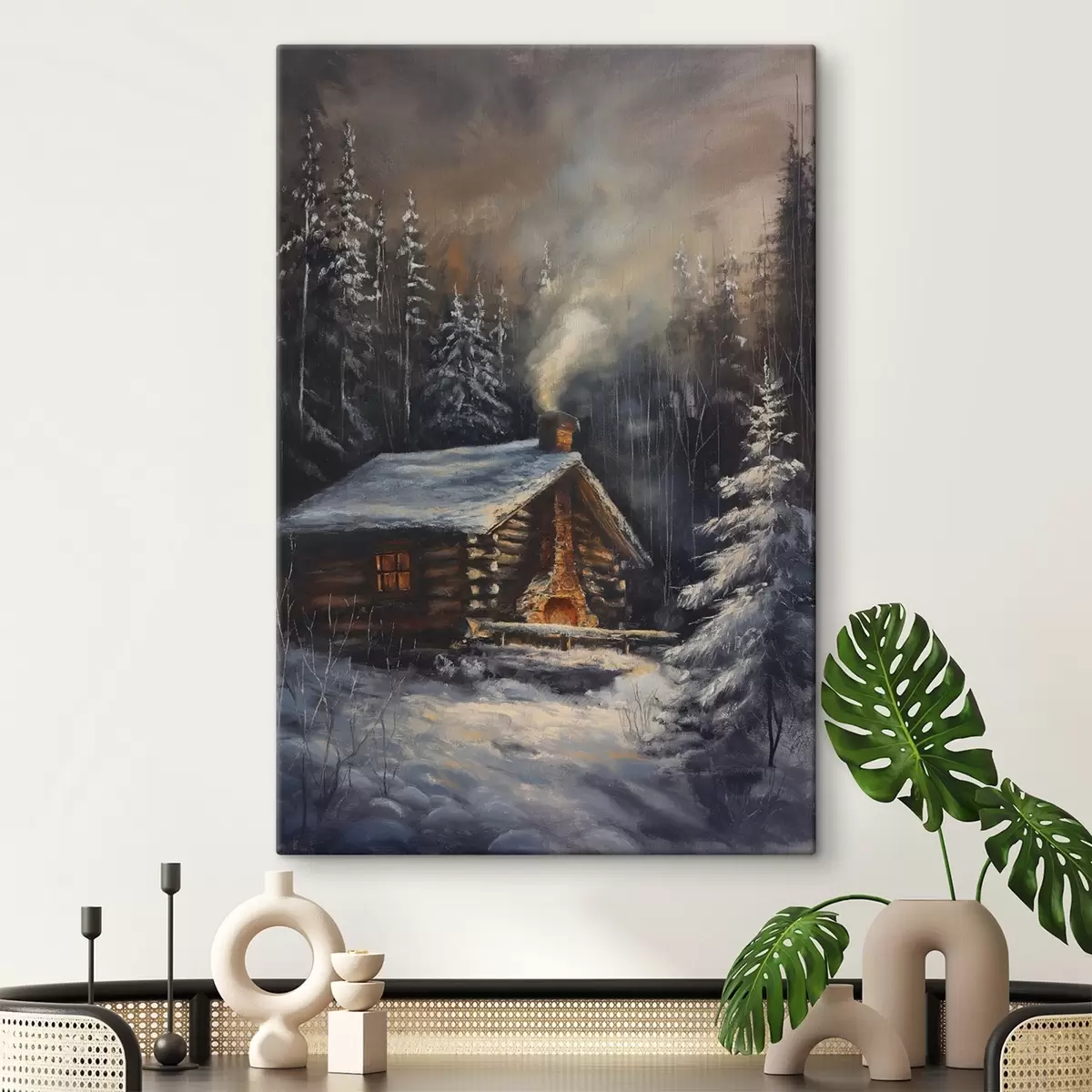 Wandbilder Hütte in einem Winterwald s46606