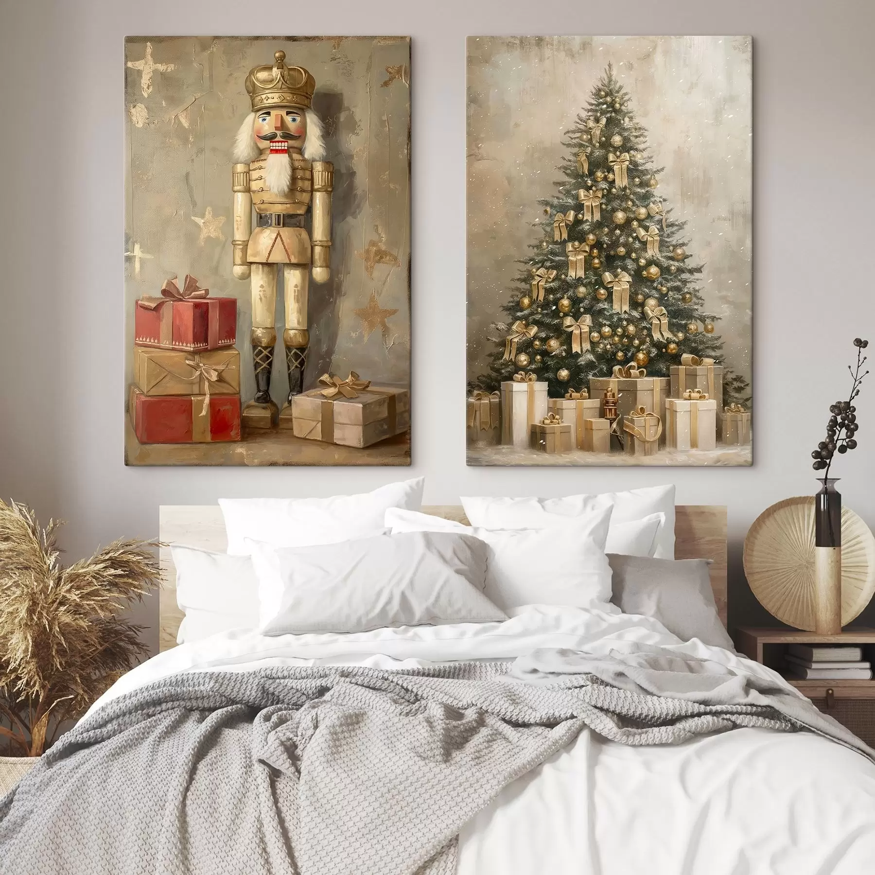 Wandbilder Der Nussknacker und der Weihnachtsbaum mit Geschenken m00957