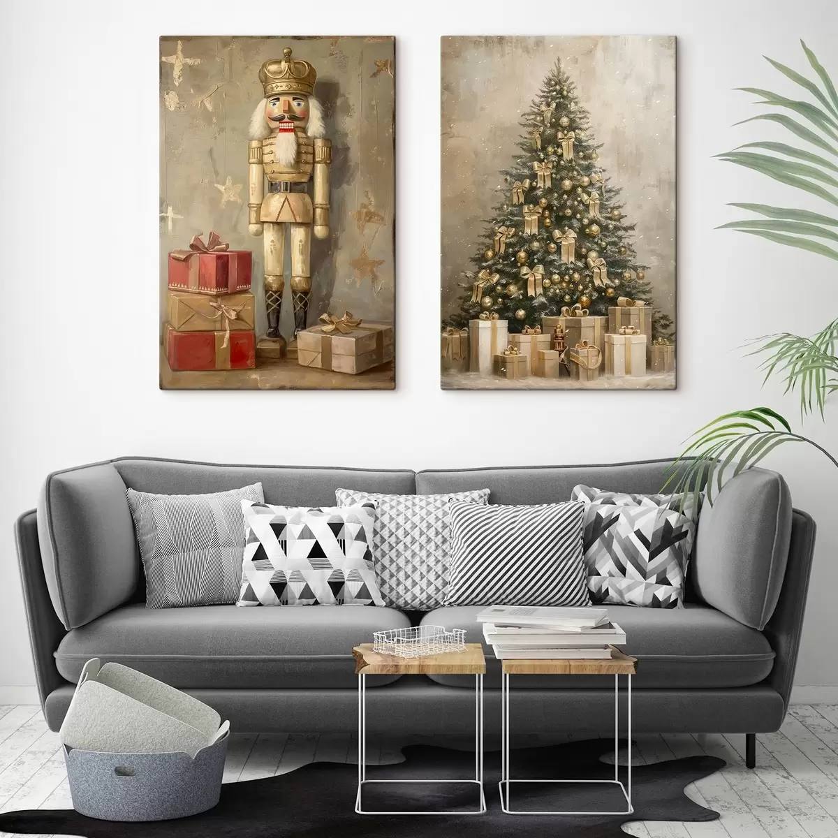 Wandbilder Der Nussknacker und der Weihnachtsbaum mit Geschenken m00957