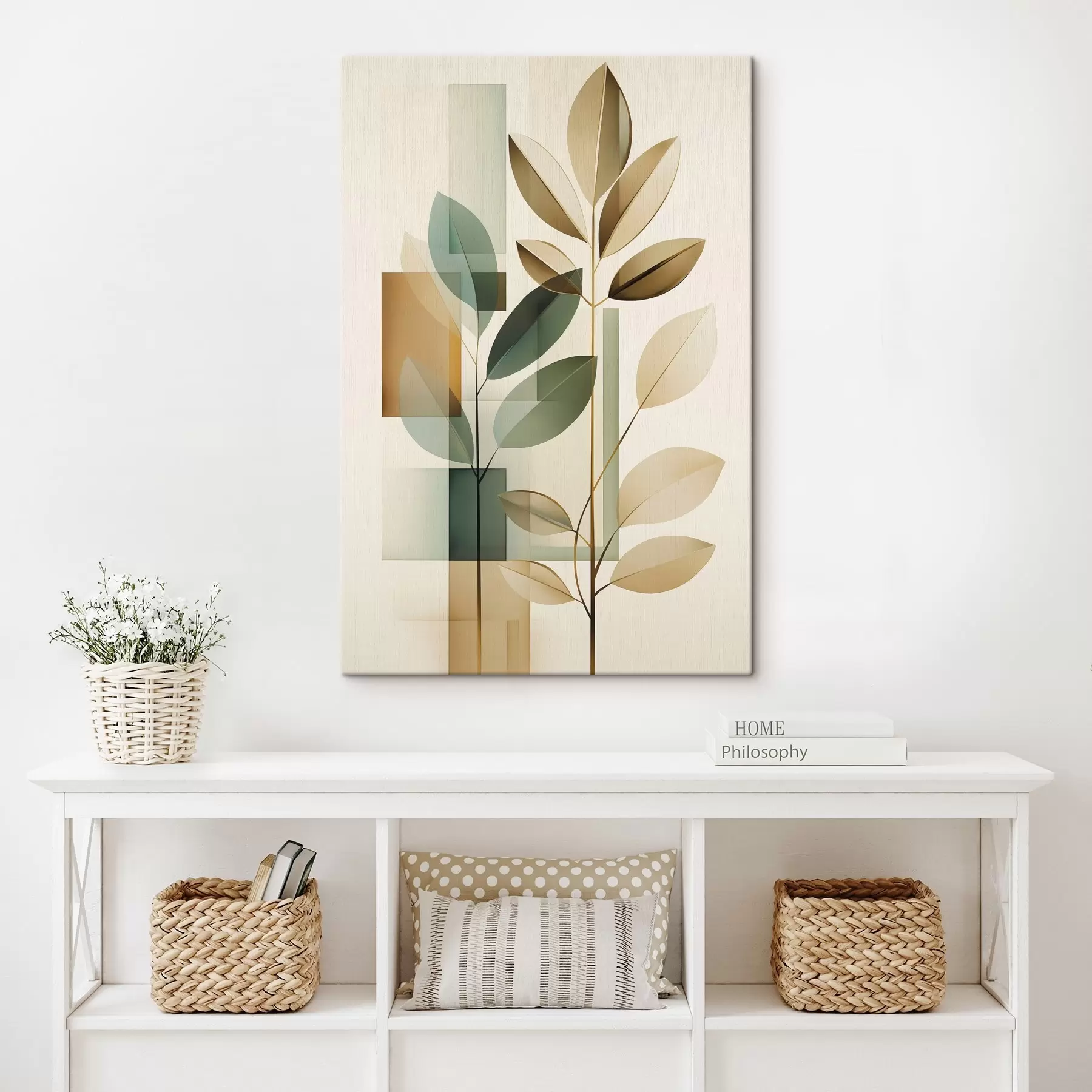 Wandbilder Geometrische Abstraktion mit Blättern s46581