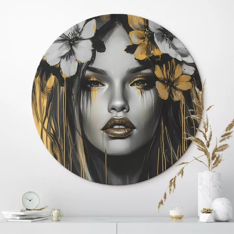 Wandbilder Abstraktes Porträt einer Frau mit Blumen r46454