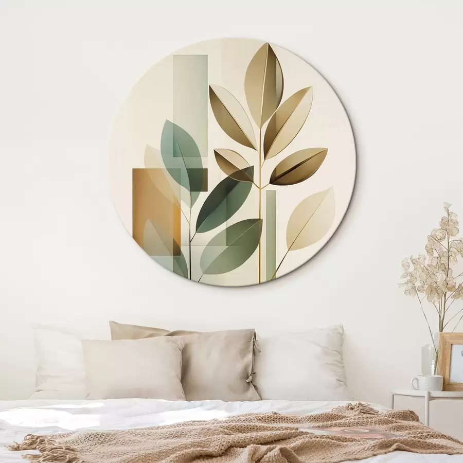 Wandbilder Geometrische Abstraktion mit Blättern r46581