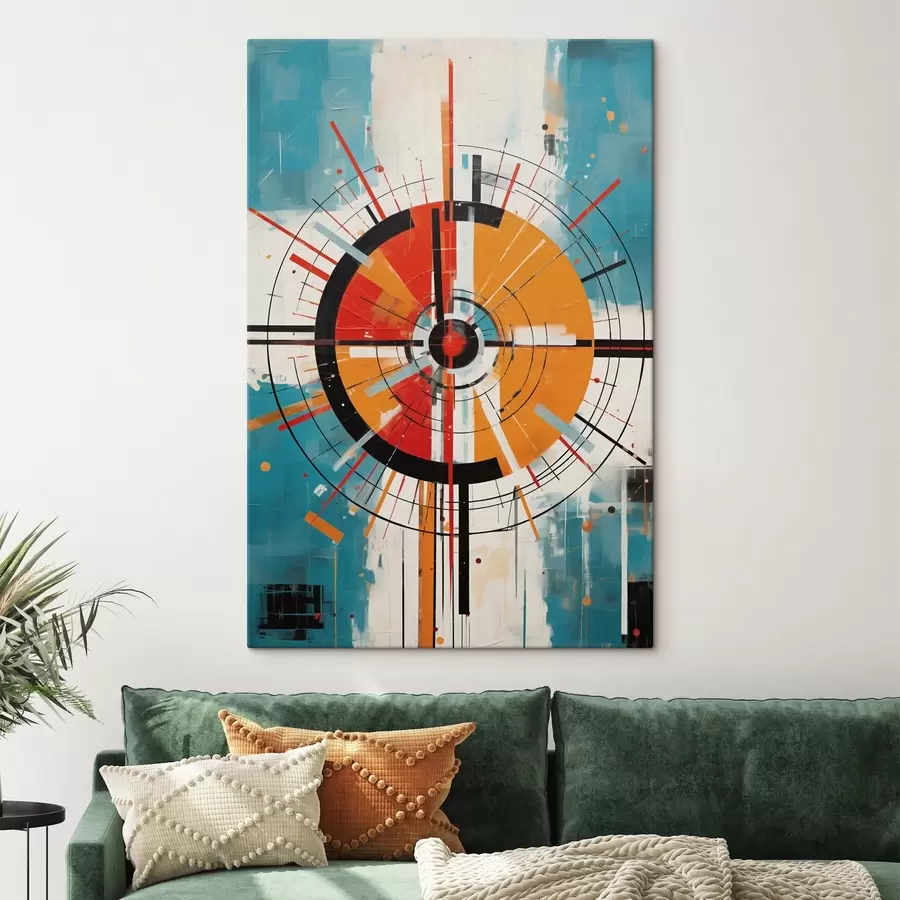 Wandbilder Konzentrisches Ziel mit blaugrünen und orangefarbenen Segmenten s46486