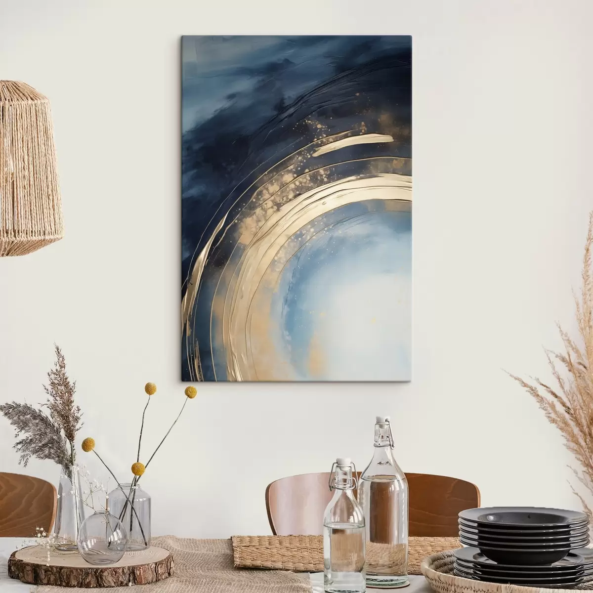 Wandbilder Geschwungener Ring mit heller Mitte und gesprenkelter Glasur s46488