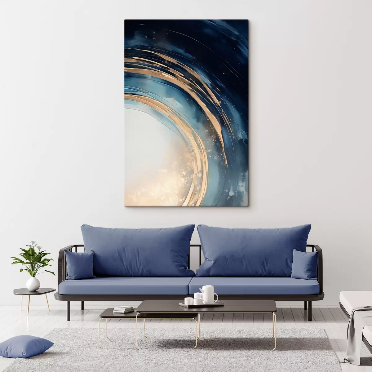 Wandbilder Schmale, geschichtete Ringe über einem blassen Horizont s46489