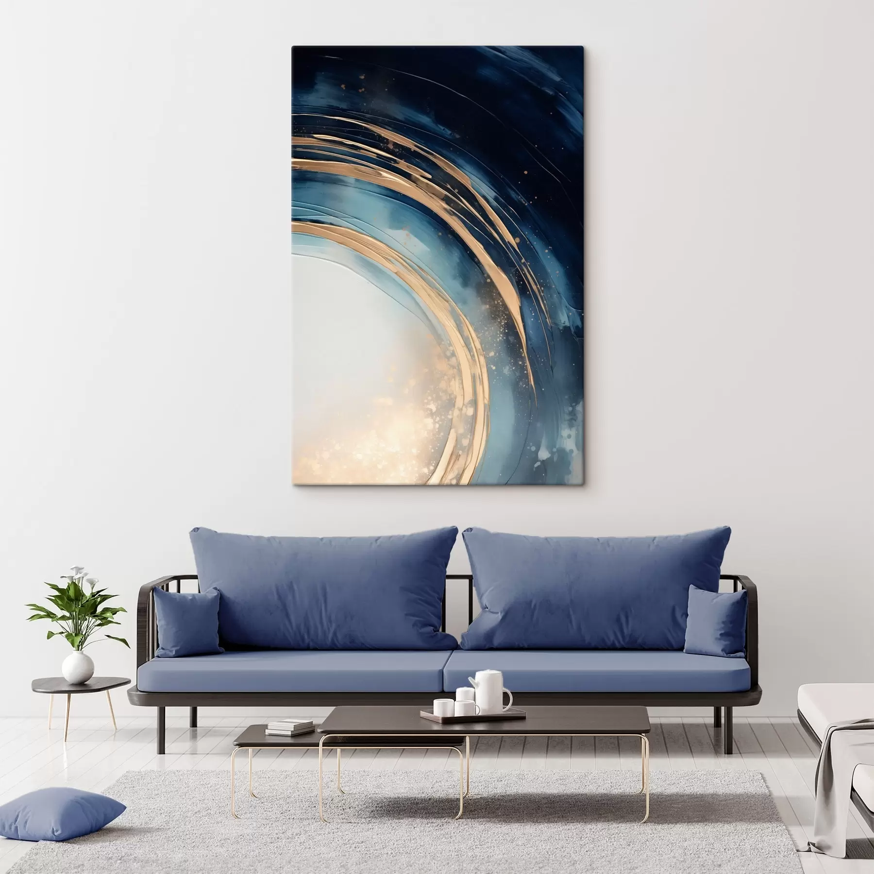 Wandbilder Schmale, geschichtete Ringe über einem blassen Horizont s46489