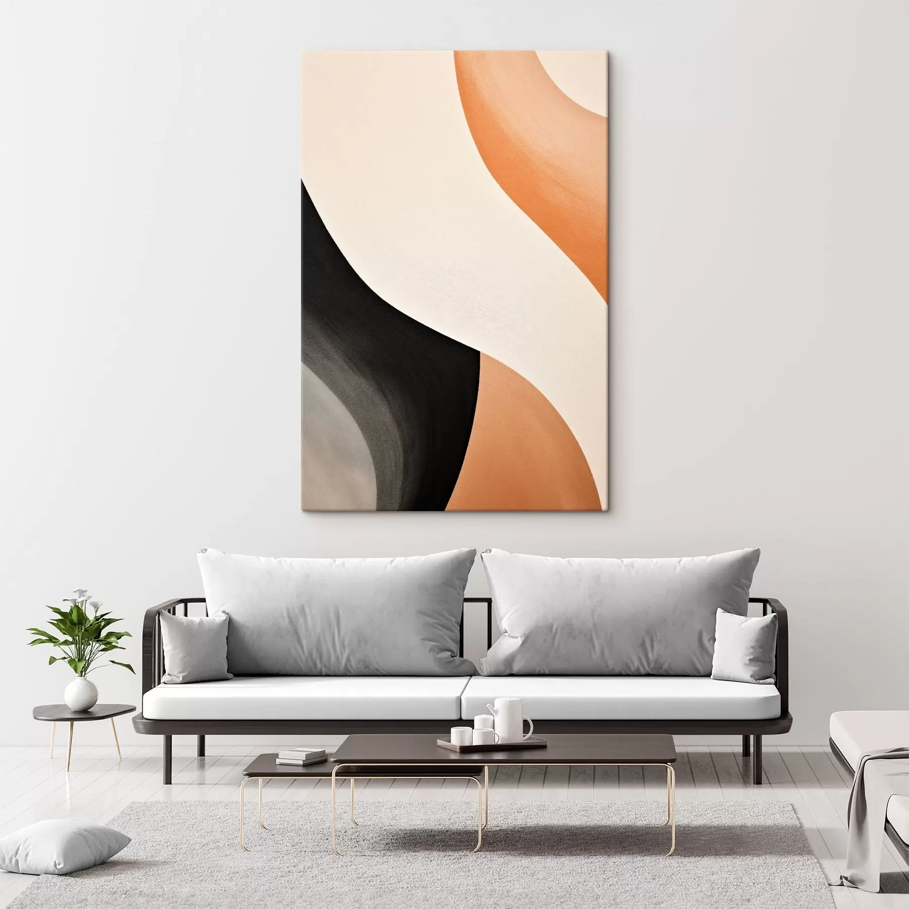 Wandbilder Auffällige S-Kurve in Creme, Schwarz und Terrakotta-Akzenten s46495