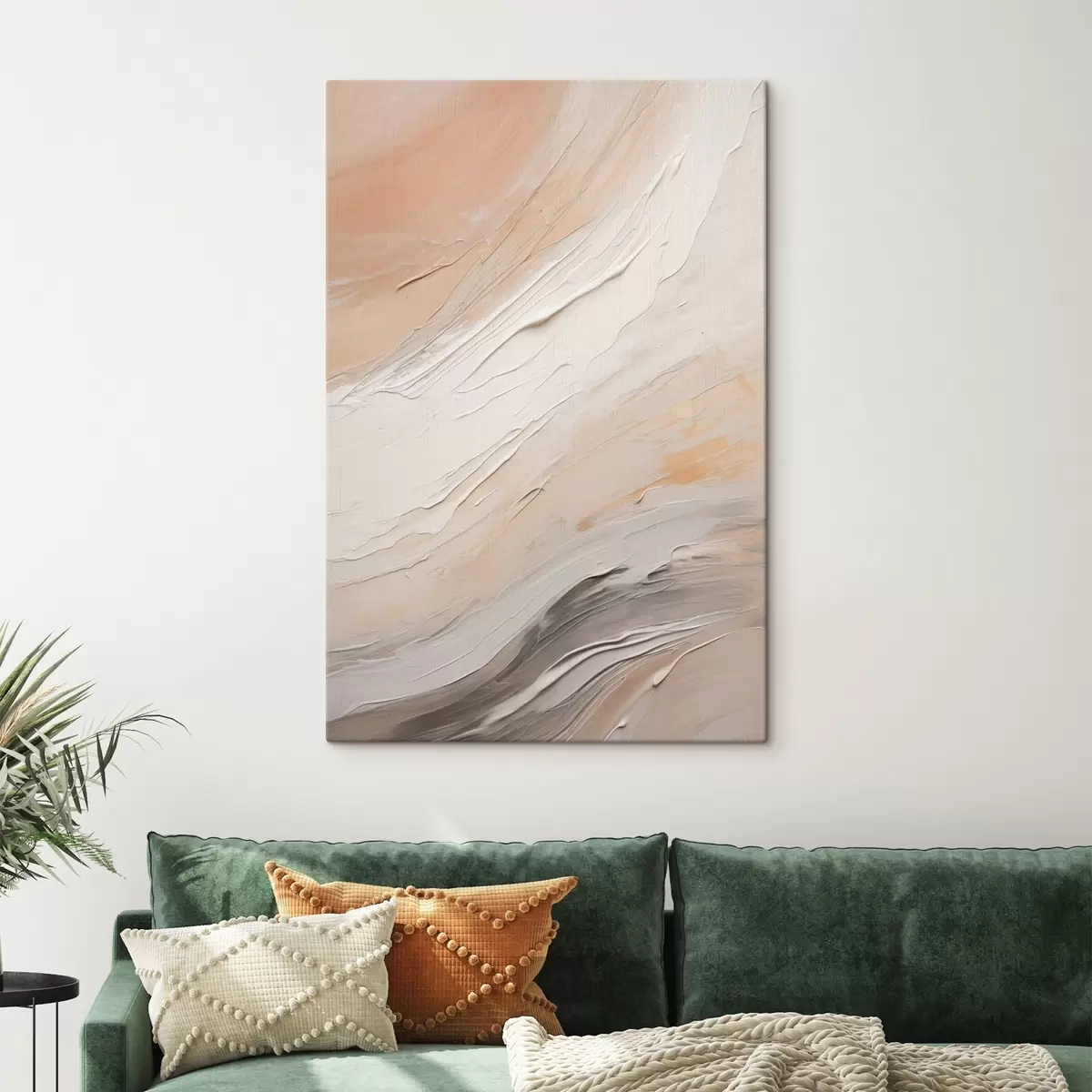 Wandbilder Strukturierter Putz in warmen Beigetönen mit sanftem Grau s46511