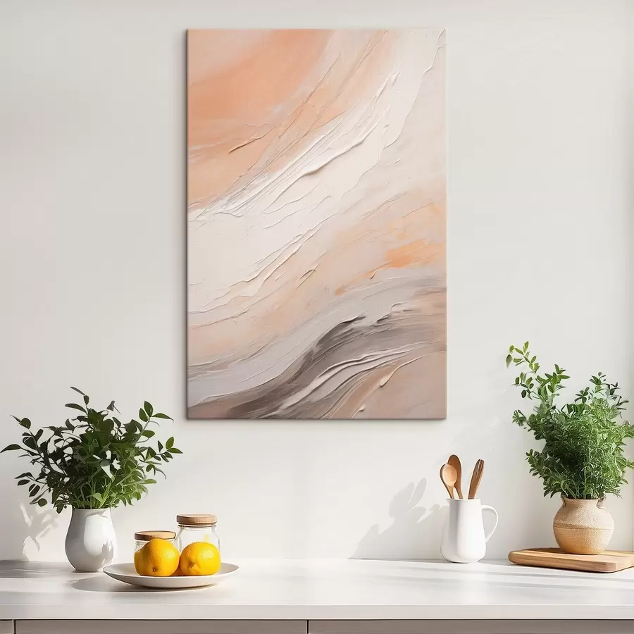 Wandbilder Strukturierter Putz in warmen Beigetönen mit sanftem Grau s46511