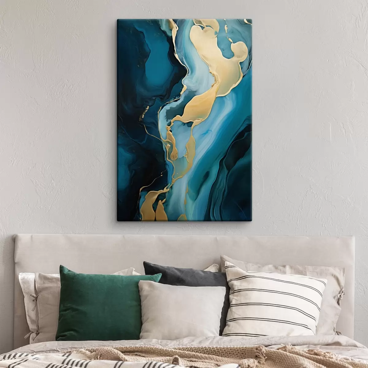 Wandbilder Tealblaues Abstraktes mit einem ockerfarbenen Strom s46530