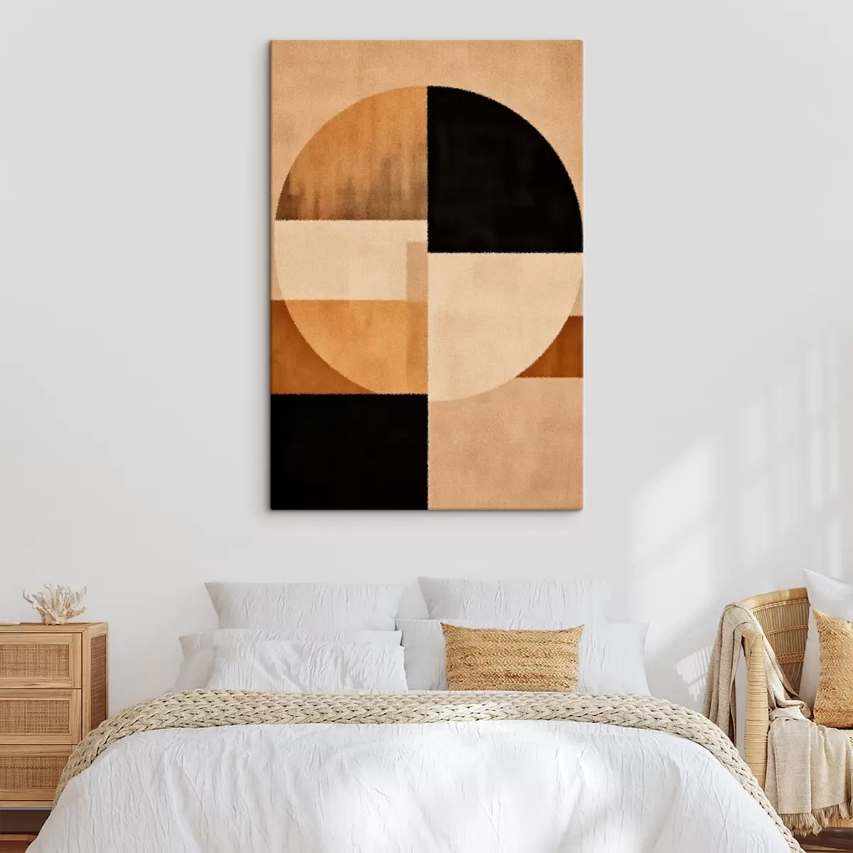 Wandbilder Halbkreise und Quadrate in warmen Farbtönen, weiche Textur s46531