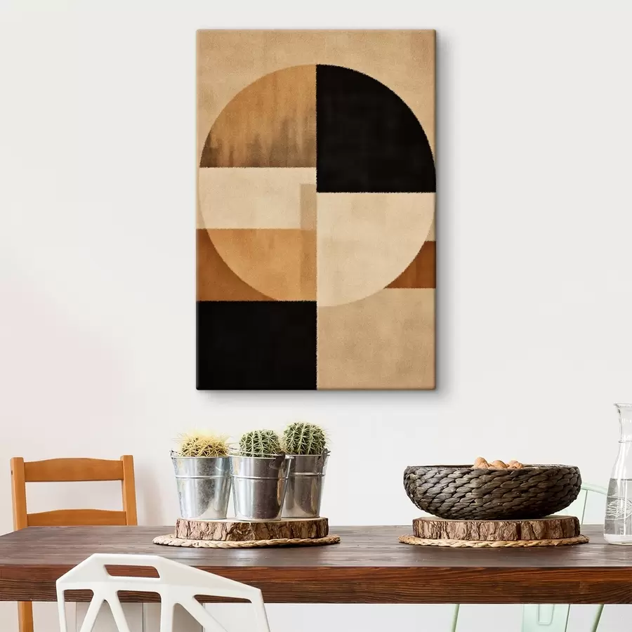 Wandbilder Halbkreise und Quadrate in warmen Farbtönen, weiche Textur s46531