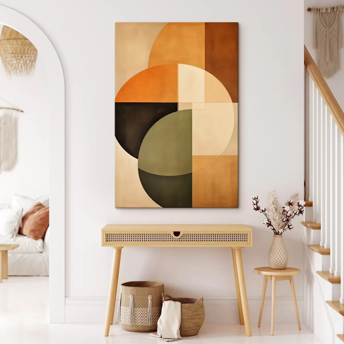 Wandbilder Sich überschneidende Kreise in einer sand-olivfarbenen Palette s46537