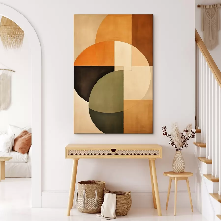 Wandbilder Sich überschneidende Kreise in einer sand-olivfarbenen Palette s46537