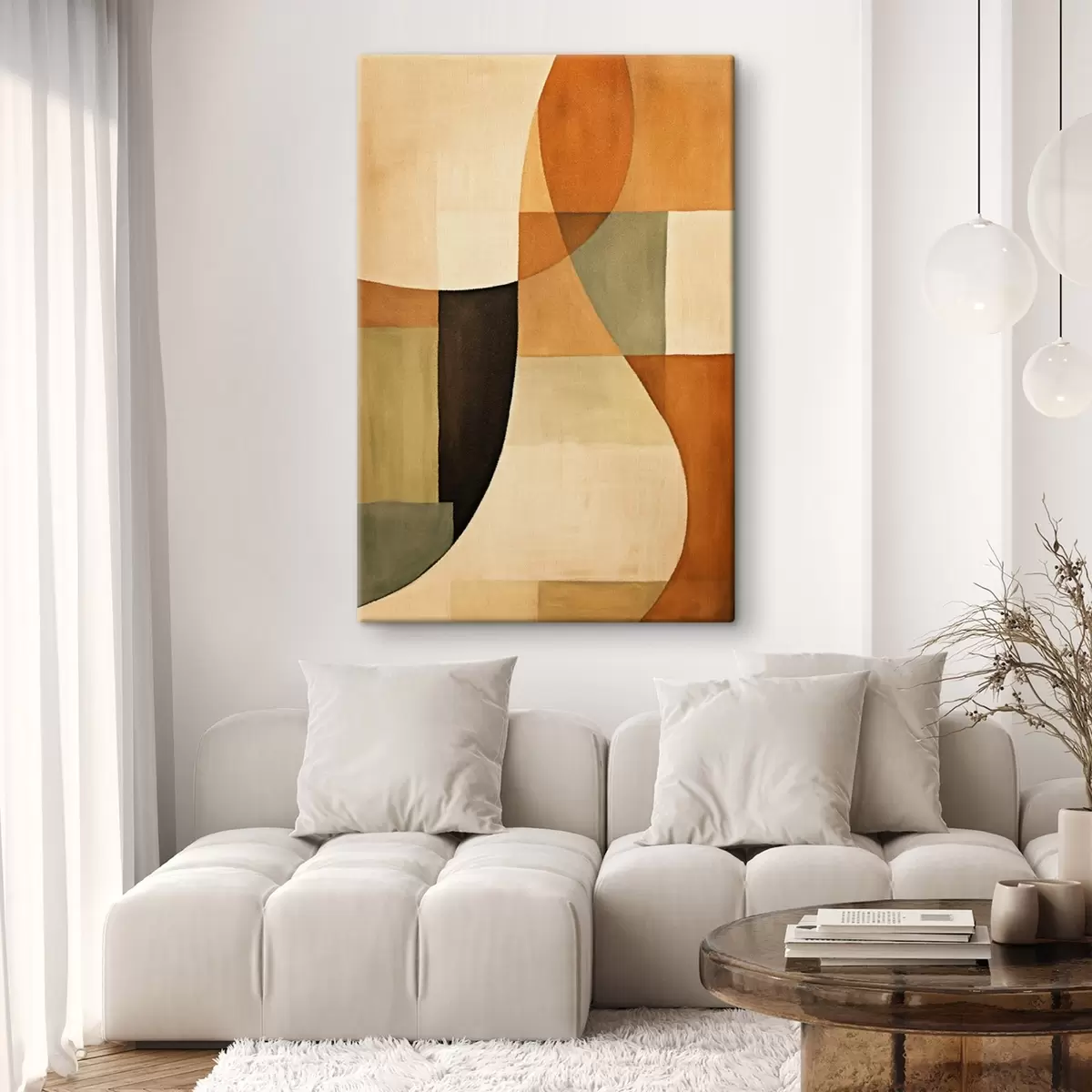 Wandbilder Weiche geometrische Felder in einer warmen, natürlichen Farbpalette s46538