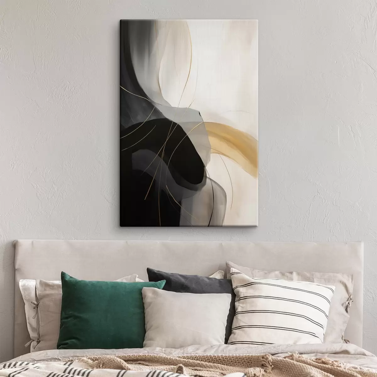 Wandbilder Weiche Kurven in Schwarz und Beige mit einem warmen Akzent s46542