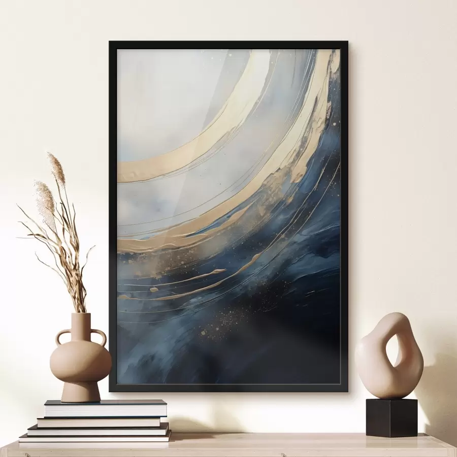 Fototapete Breite Leuchtbögen auf tiefblauem Hintergrund f46487