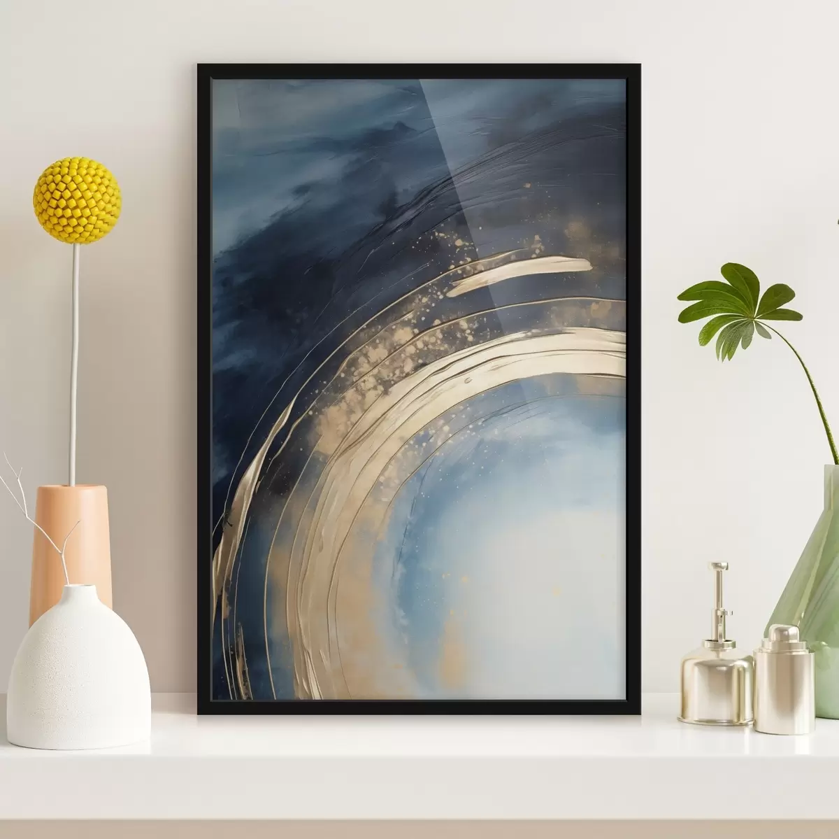 Poster Geschwungener Ring mit heller Mitte und gesprenkelter Glasur f46488