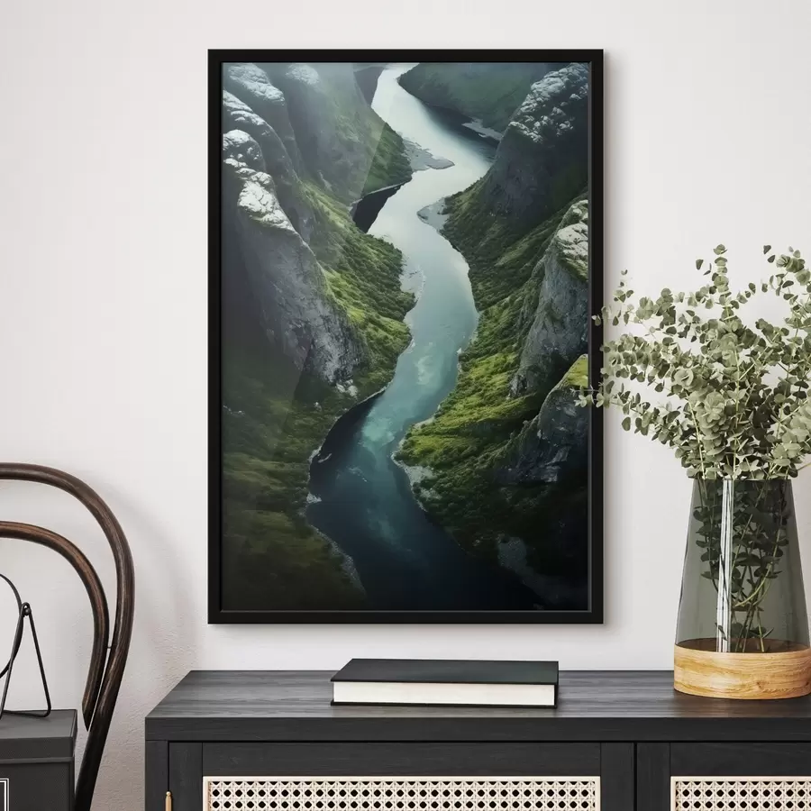 Fototapete Fluss, der sich zwischen Klippen schlängelt, Luftaufnahme f46521