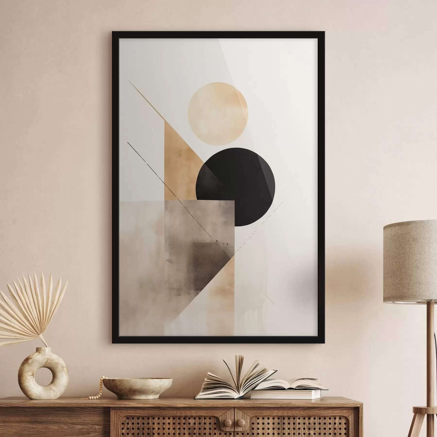 Fototapete Minimale Komposition: Kreis, Dreieck und Ebenen f46532