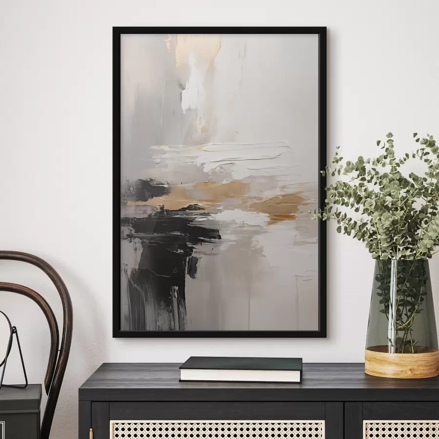 Fototapete Nudefarbene Striche mit kontrastierender schwarzer und ockerfarbener Schicht f46544