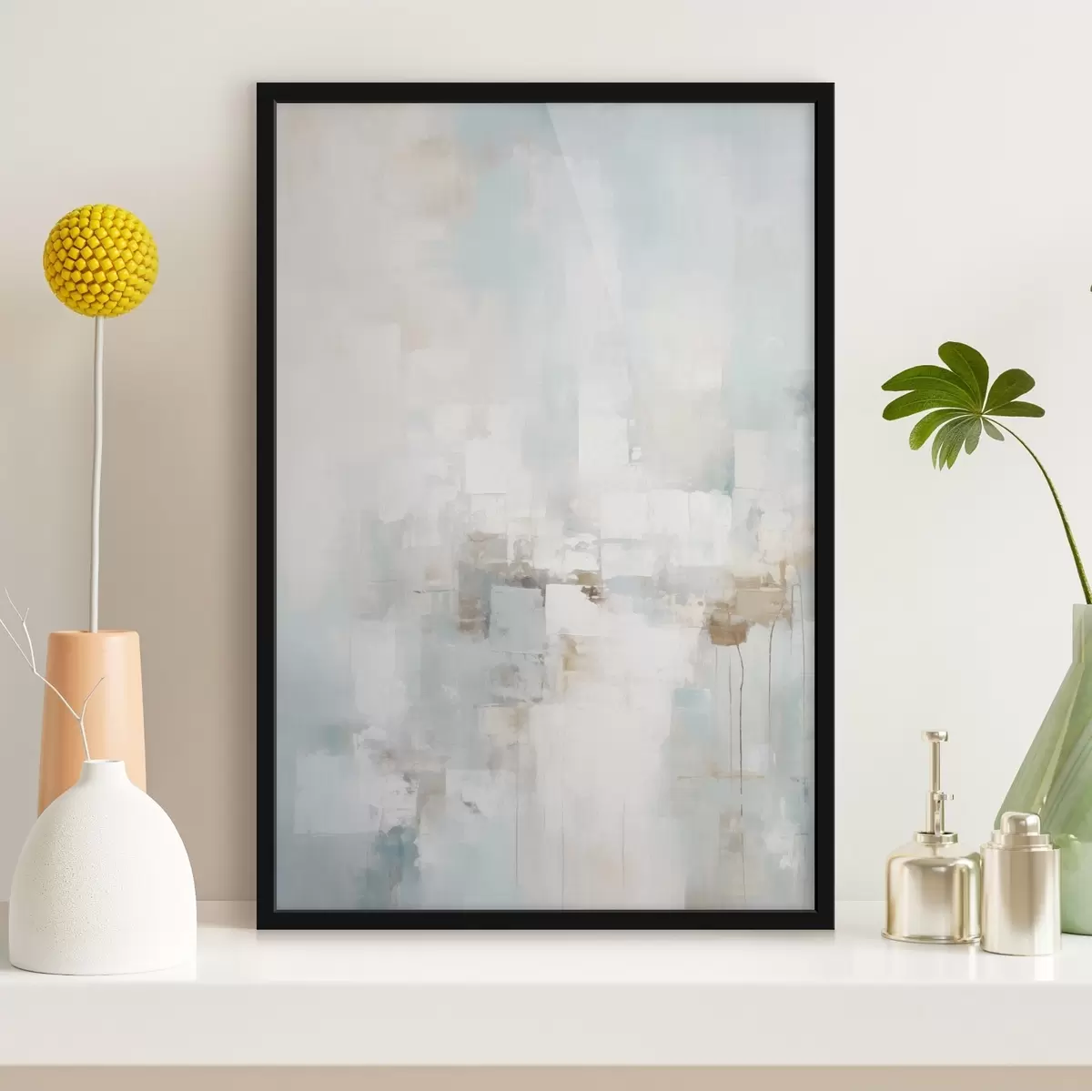 Poster Helle Pastellfarben: Blau, Beige, Weiß f46546