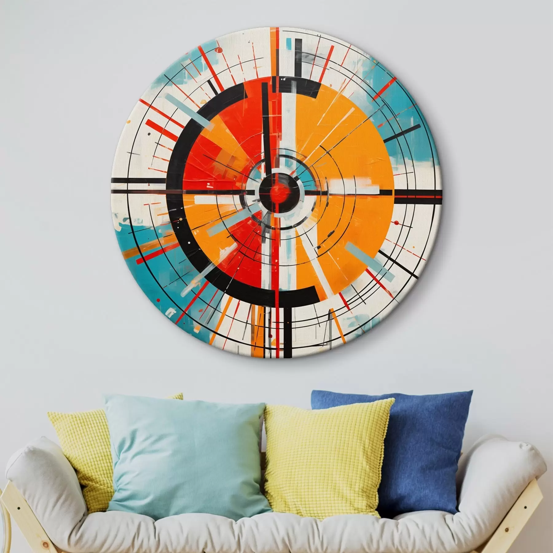Wandbilder Konzentrisches Ziel mit blaugrünen und orangefarbenen Segmenten r46486