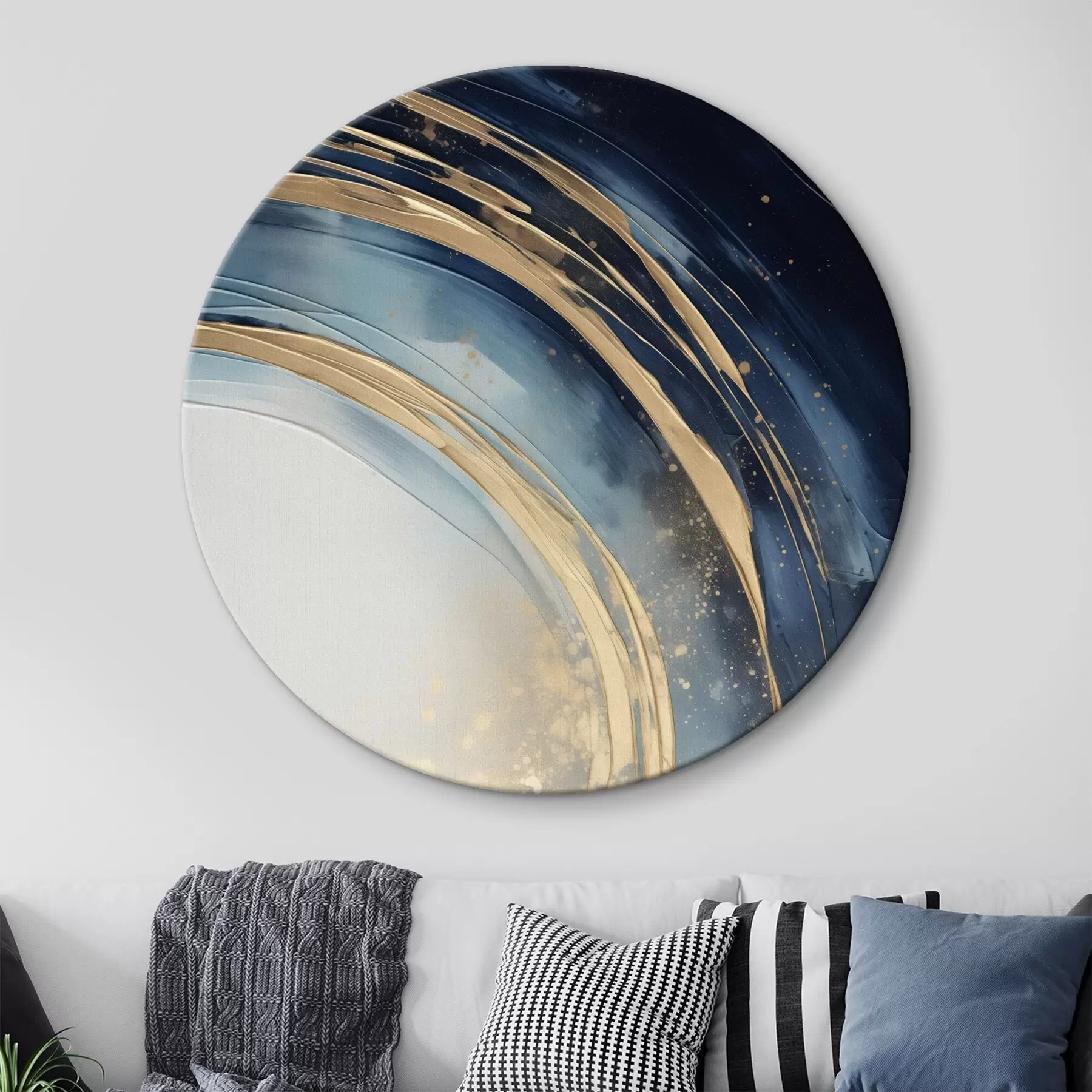 Wandbilder Schmale, geschichtete Ringe über einem blassen Horizont r46489