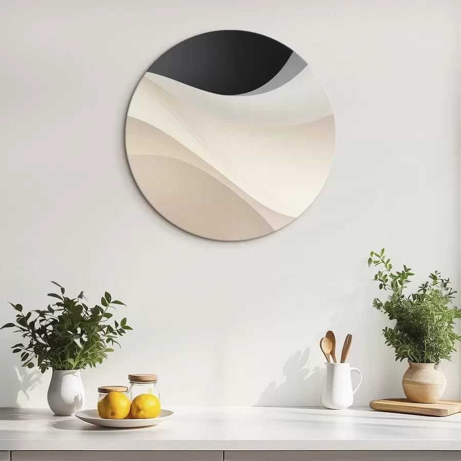 Wandbilder Geschichtete, fließende Kurven in Schwarz, Creme und Taupe r46492