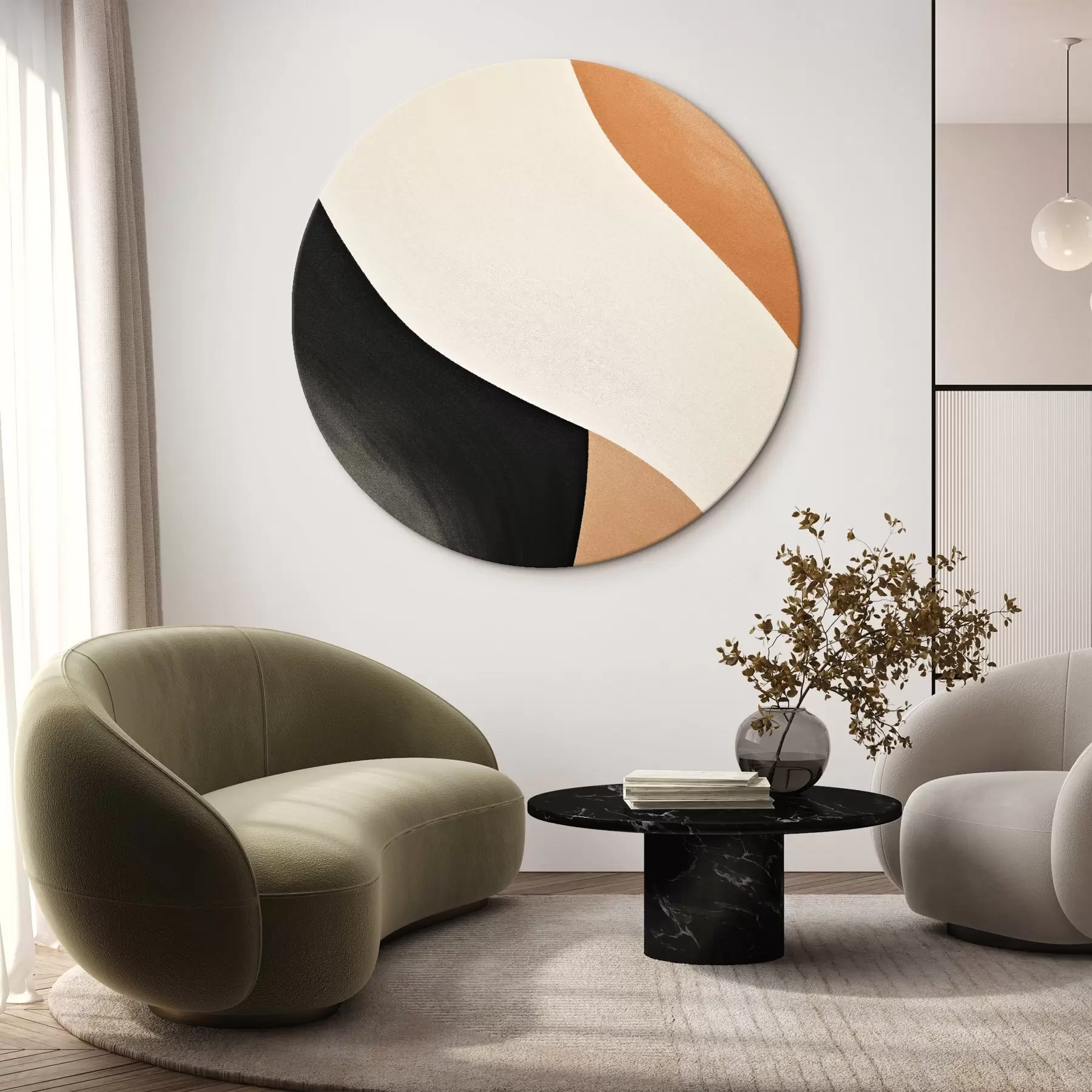 Wandbilder Auffällige S-Kurve in Creme, Schwarz und Terrakotta-Akzenten r46495