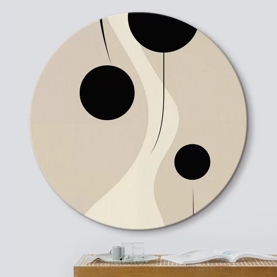 Wandbilder Minimale Kreise auf Beige mit fließenden Linienakzenten r46496