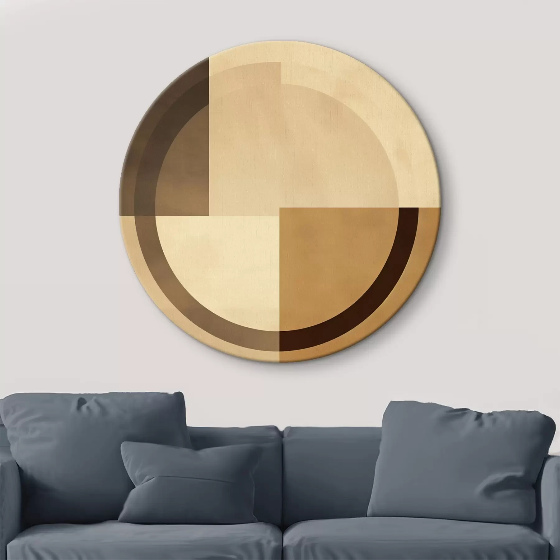 Wandbilder Gedeckte Quadrate mit durchscheinendem Ring, warme Erdfarben r46498