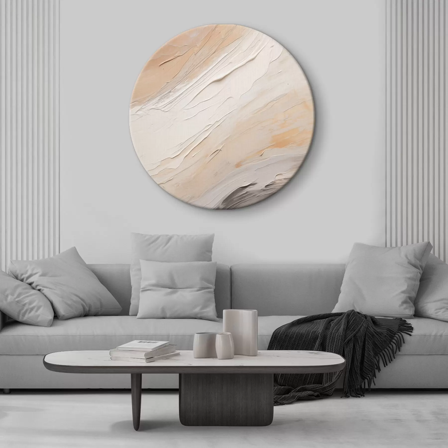 Wandbilder Strukturierter Putz in warmen Beigetönen mit sanftem Grau r46511