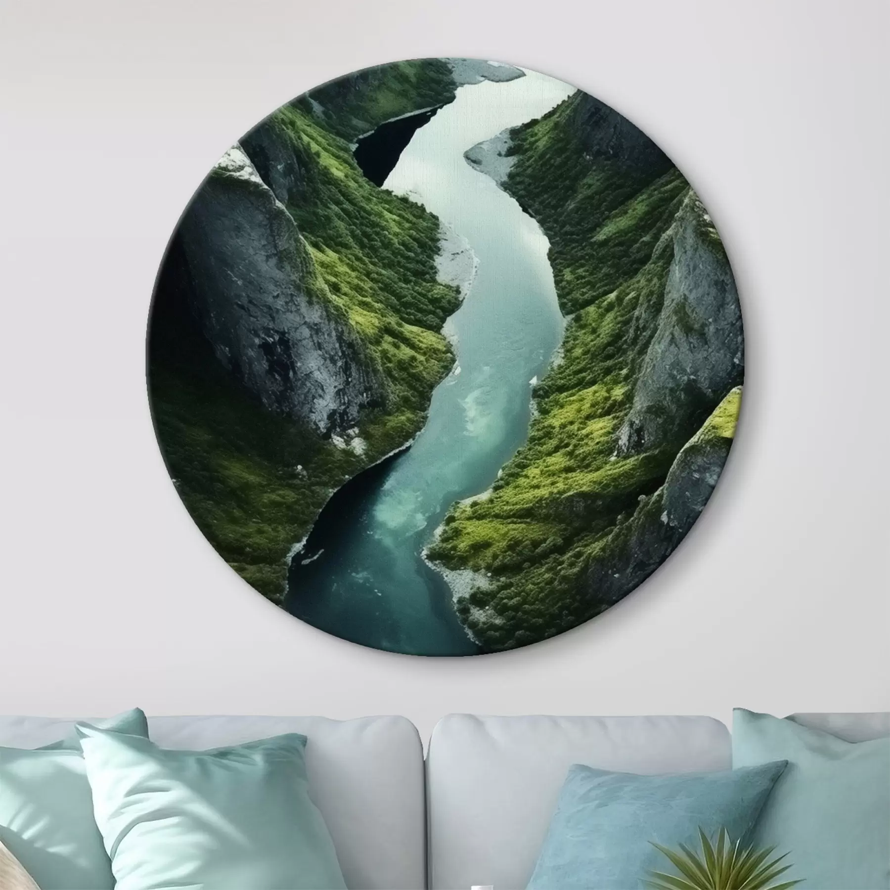 Wandbilder Fluss, der sich zwischen Klippen schlängelt, Luftaufnahme r46521