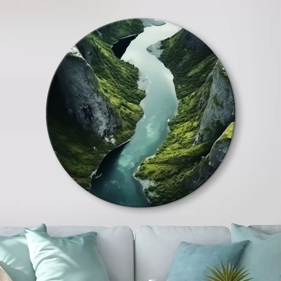 Wandbilder Fluss, der sich zwischen Klippen schlängelt, Luftaufnahme r46521