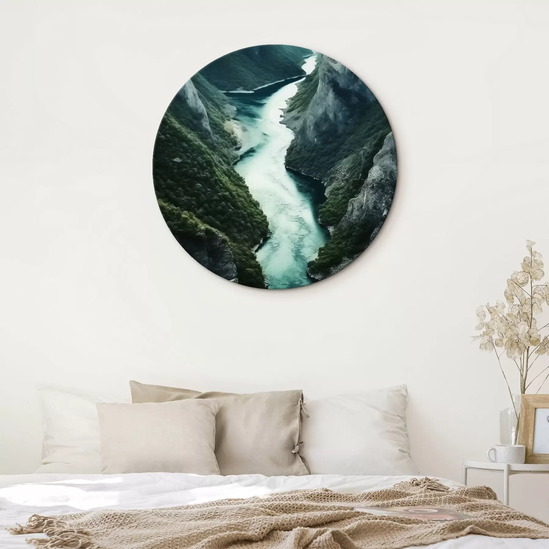 Wandbilder Enge Schlucht mit türkisfarbenem Wasserstrom von oben r46522