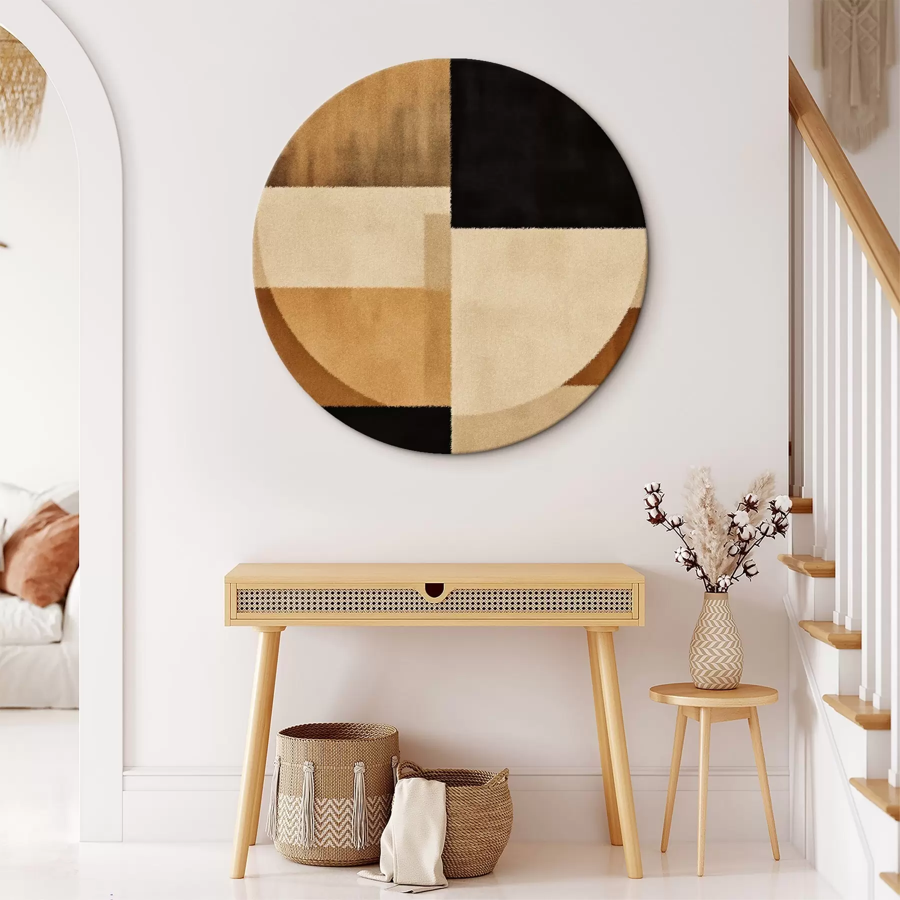 Wandbilder Halbkreise und Quadrate in warmen Farbtönen, weiche Textur r46531