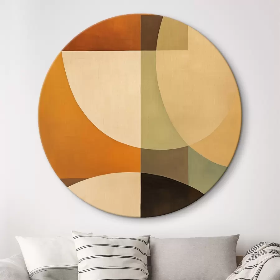 Wandbilder Große sich überschneidende Formen in Terrakotta-Olivtönen r46533