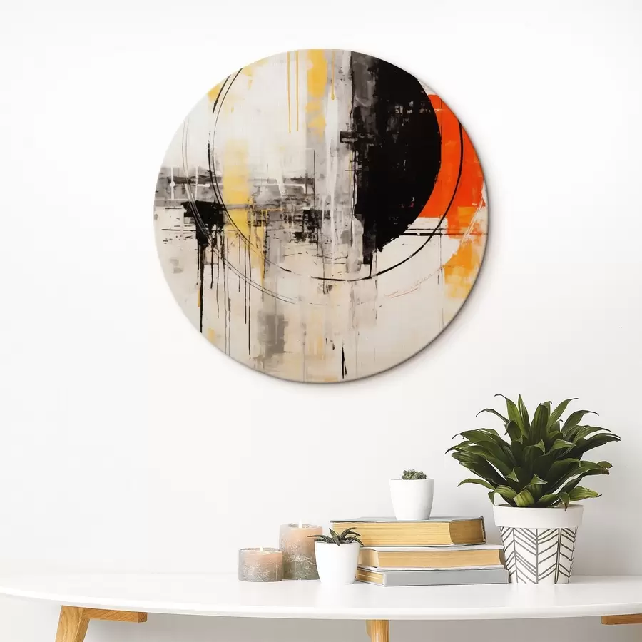 Wandbilder Einfarbiger orangefarbener Kreis mit strukturierten Tropfen r46536