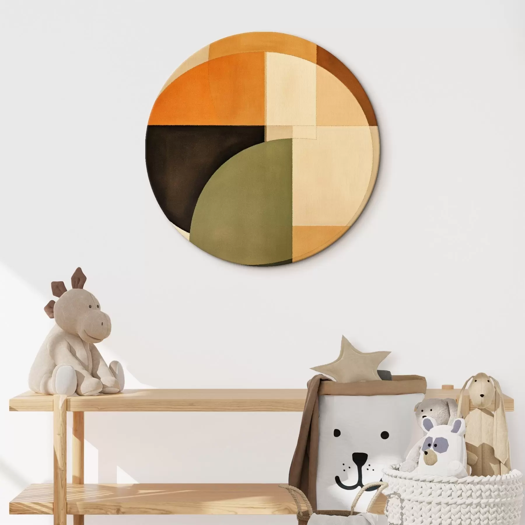 Wandbilder Sich überschneidende Kreise in einer sand-olivfarbenen Palette r46537