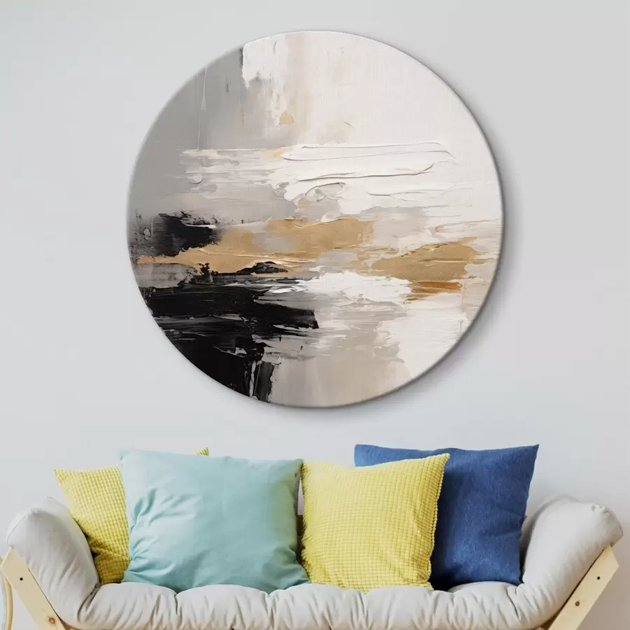 Wandbilder Nudefarbene Striche mit kontrastierender schwarzer und ockerfarbener Schicht r46544