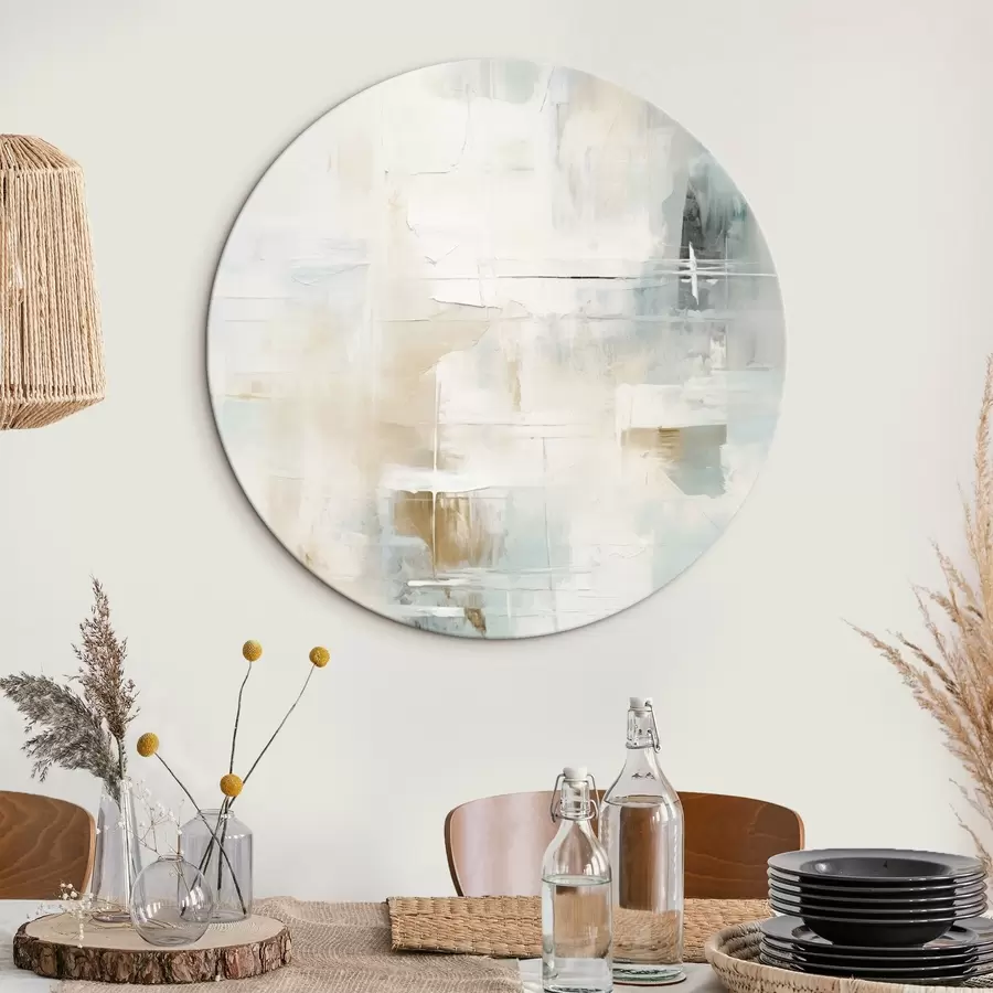 Wandbilder Luftige Pinselstriche in Blau und Beige auf Weiß r46547