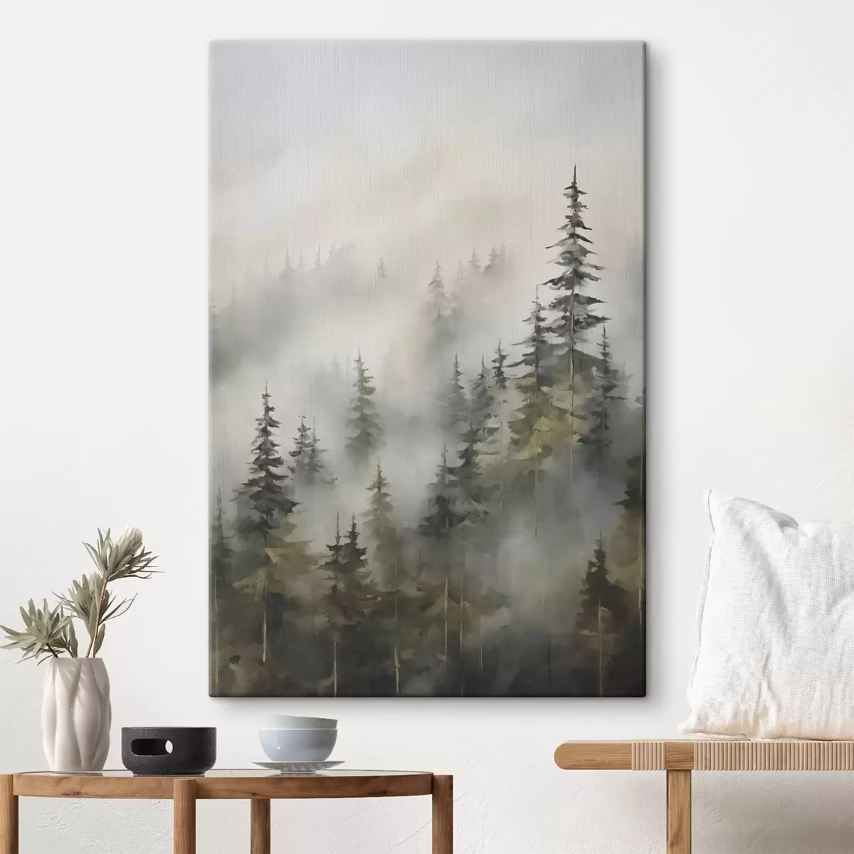 Wandbilder Wald im Nebel – Imitation eines Gemäldes s46671