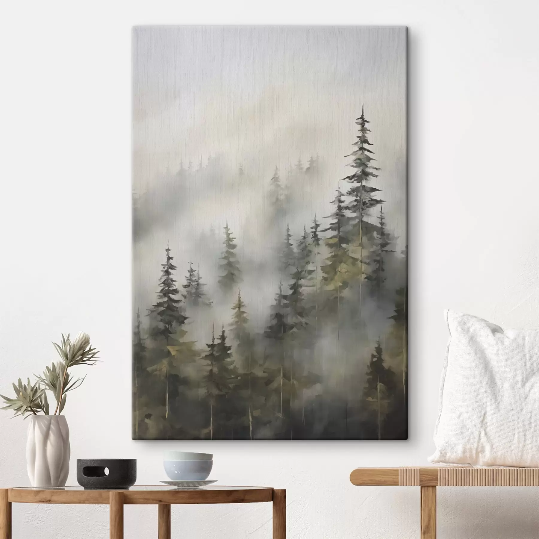 Wandbilder Wald im Nebel – Imitation eines Gemäldes s46671