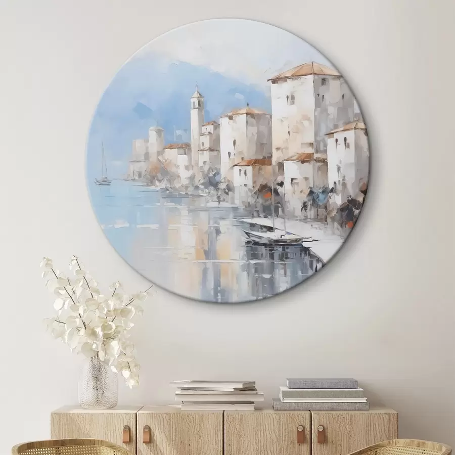 Wandbilder Abstrakte Häuser an der Bucht, Nachahmung eines Gemäldes r46673