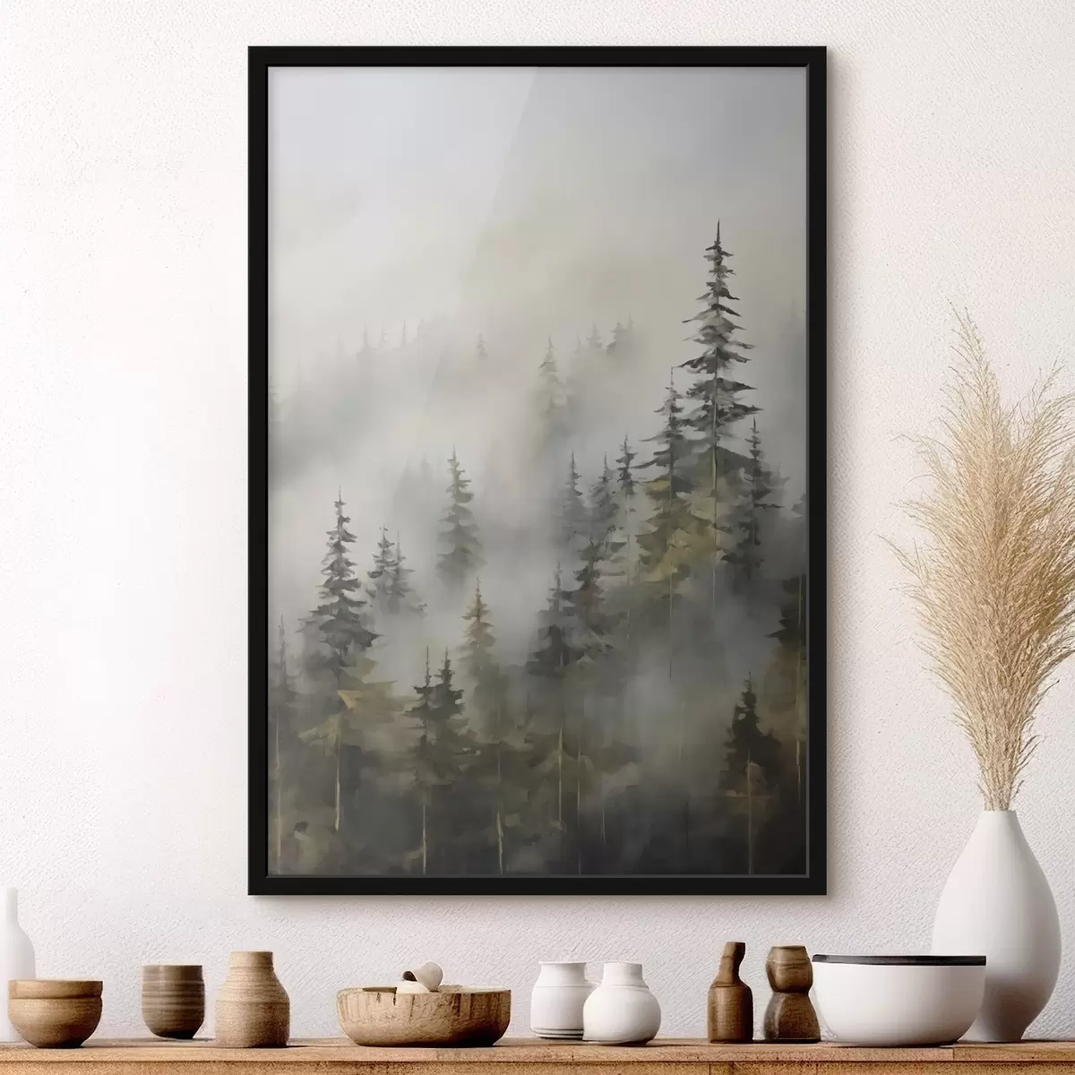 Poster Wald im Nebel – Imitation eines Gemäldes f46671