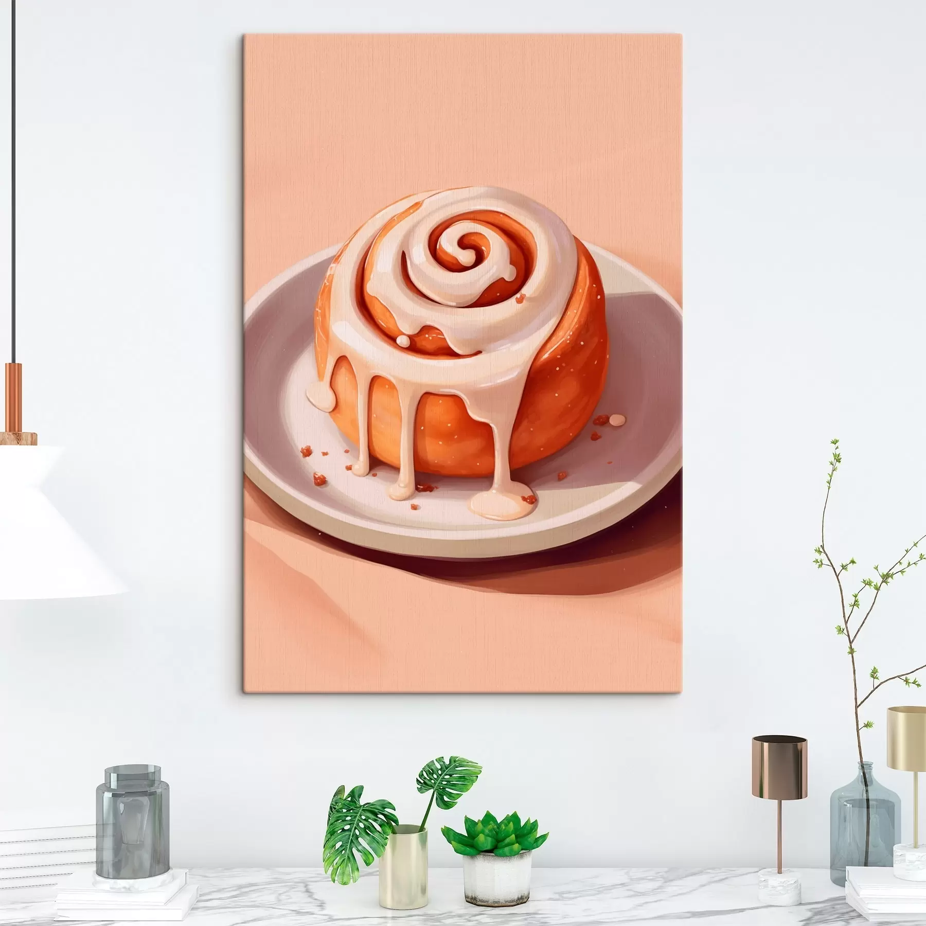 Wandbilder Zimtschnecke mit Sahne-Glasur s46624