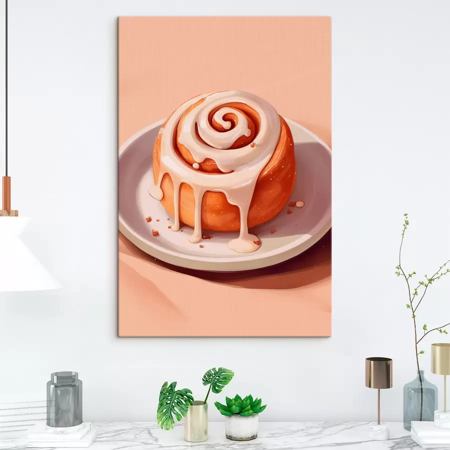 Wandbilder Zimtschnecke mit Sahne-Glasur s46624
