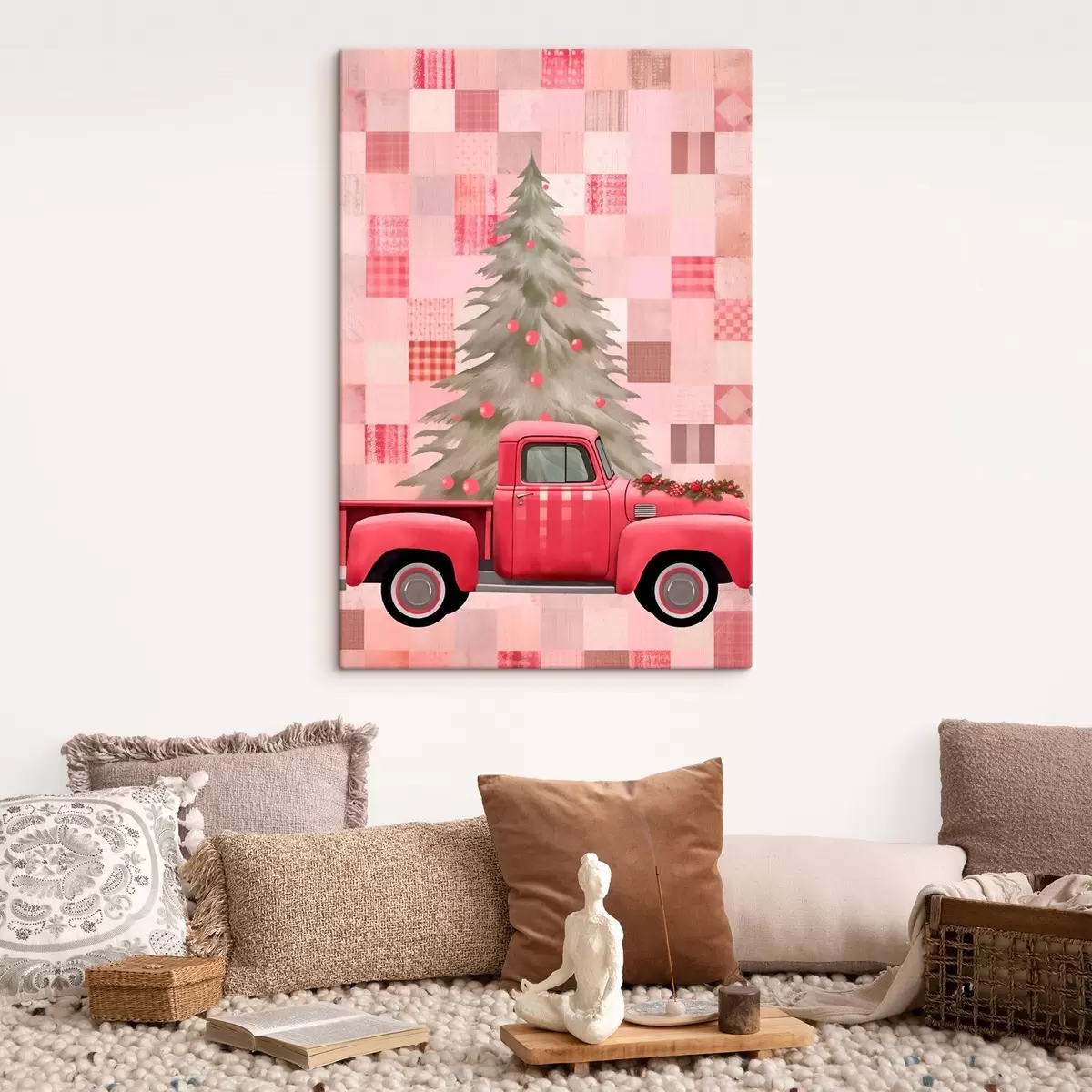Wandbilder Retro-Lkw mit Weihnachtsbaum s46632